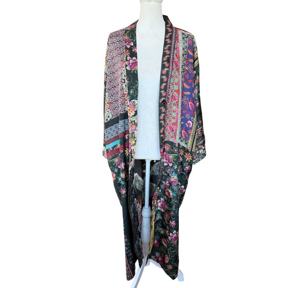 Johnny Was Silk Kimono Janice Gabrielle Duster Floral Open Front Robe Large View 4